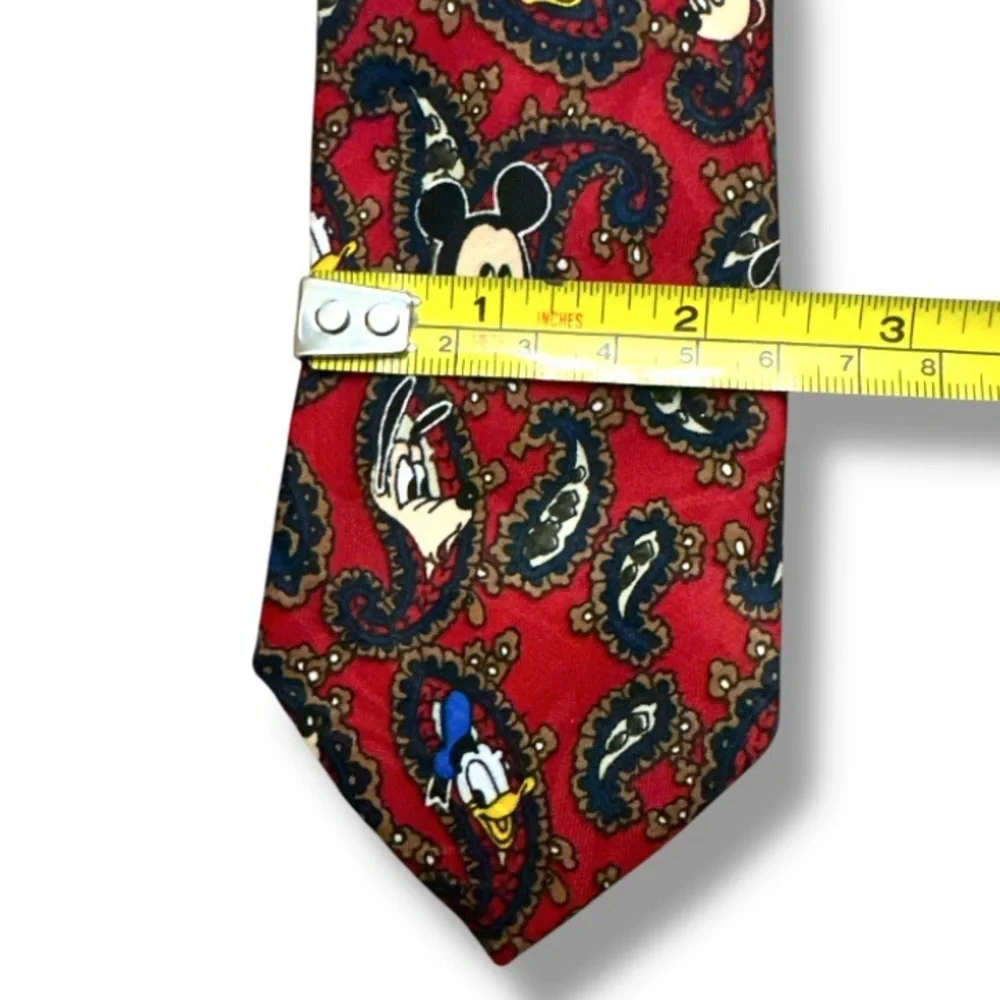 Vintage Disney Balancine Mickey & Friends Kids Red Paisley Clip On Necktie